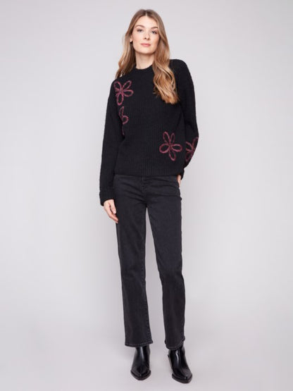 Charlie B Mock Neck Sweater With Soutache Detail