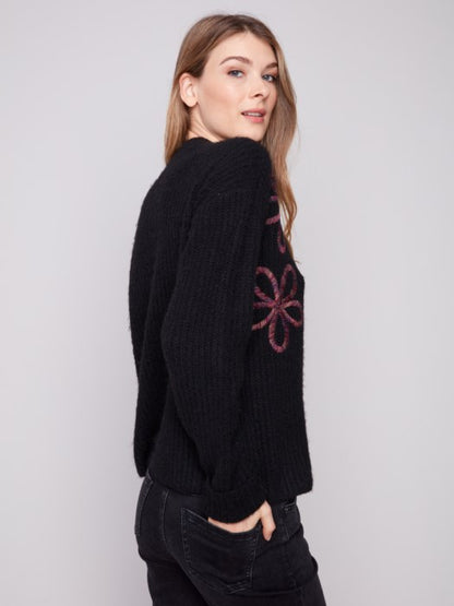Charlie B Mock Neck Sweater With Soutache Detail