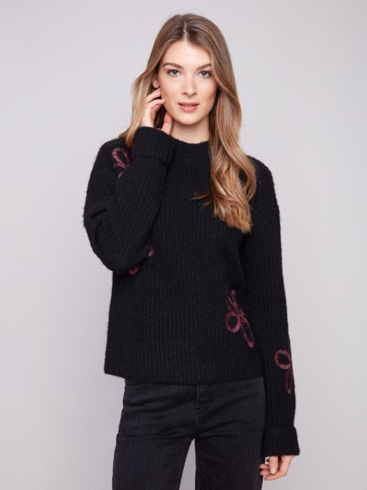 Charlie B Mock Neck Sweater With Soutache Detail