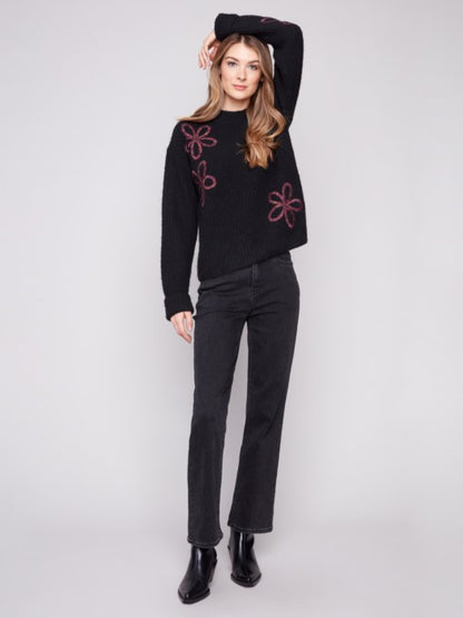 Charlie B Mock Neck Sweater With Soutache Detail