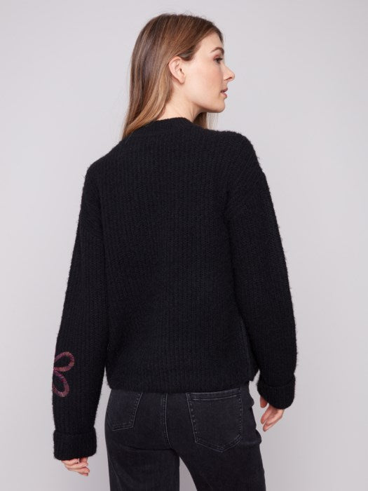 Charlie B Mock Neck Sweater With Soutache Detail