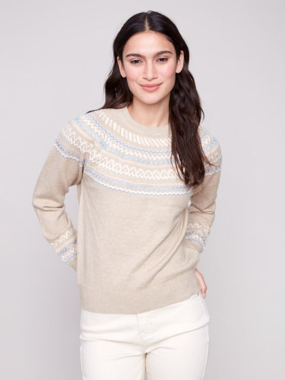 Charlie B Oat Après-Ski Jacquard Crew Neck Sweater