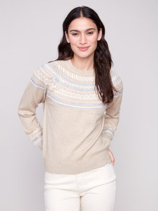 Charlie B Oat Après-Ski Jacquard Crew Neck Sweater