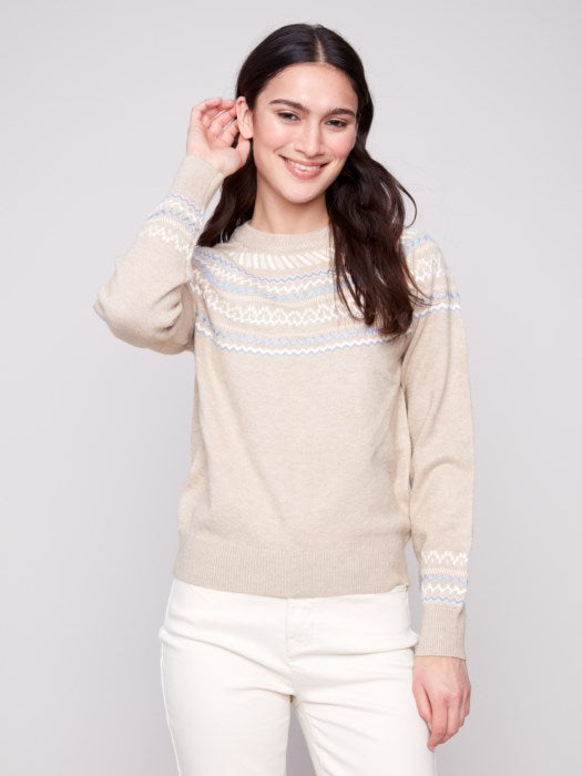 Charlie B Oat Après-Ski Jacquard Crew Neck Sweater