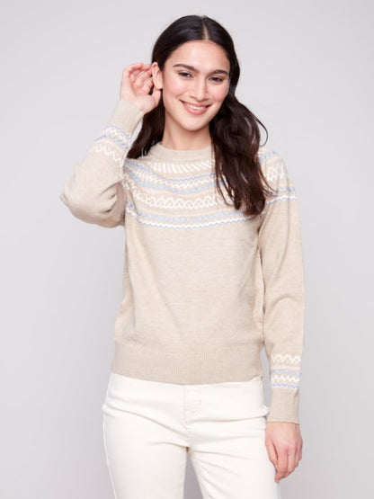 Charlie B Oat Après-Ski Jacquard Crew Neck Sweater