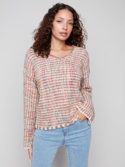 Charlie B Multicolor Novelty Yarn Crochet Sweater