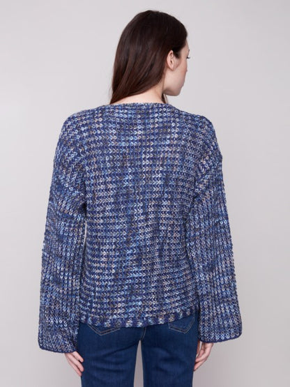 Charlie B Blue Novelty Yarn Crochet Sweater