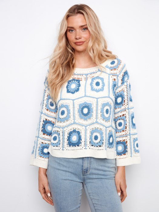 Charlie B Drop Shoulder Granny Squares Crochet Sweater
