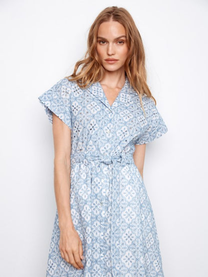 Charlie B Cotton Short Sleeve Button-Front Dress