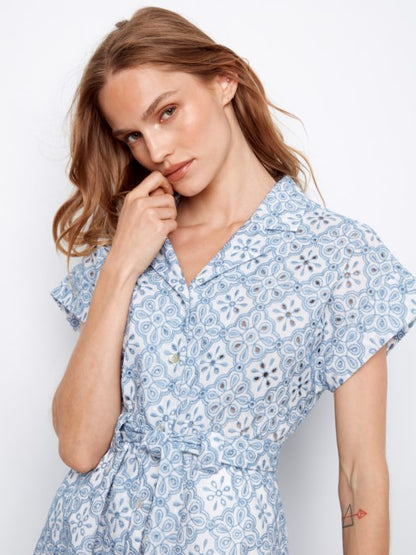 Charlie B Cotton Short Sleeve Button-Front Dress