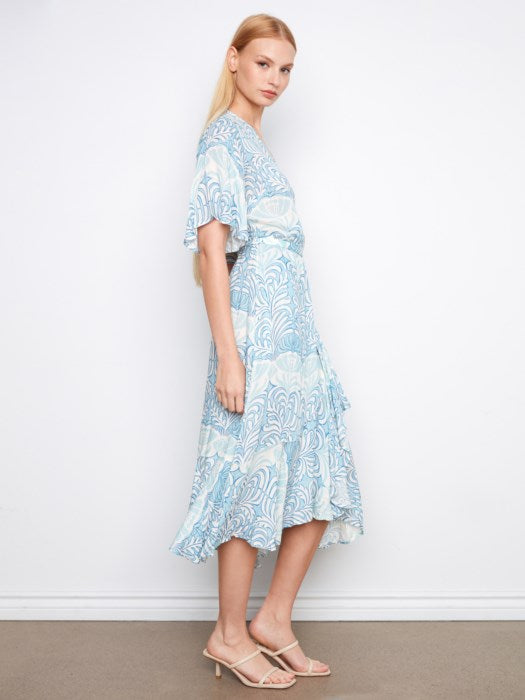 Charlie B Ibiza Printed Faux Wrap Dress With Belt