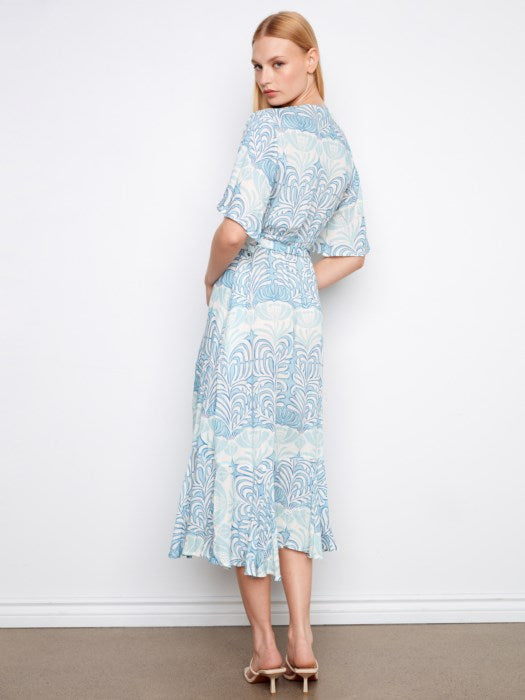 Charlie B Ibiza Printed Faux Wrap Dress With Belt