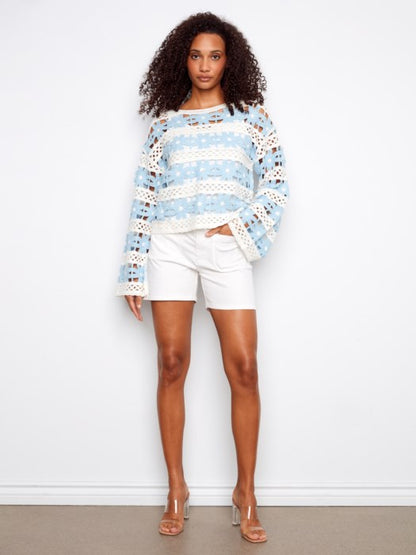 Charlie B Bluebell Floral Cotton Blend Crochet Top