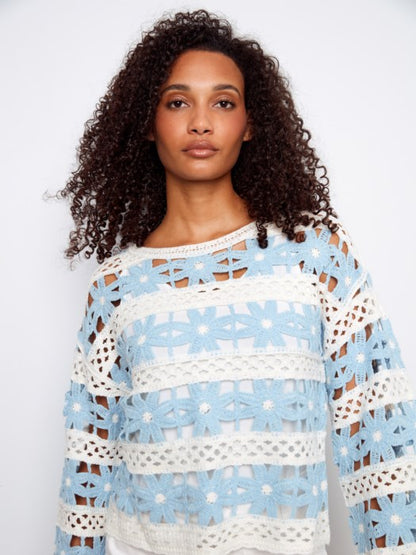 Charlie B Bluebell Floral Cotton Blend Crochet Top