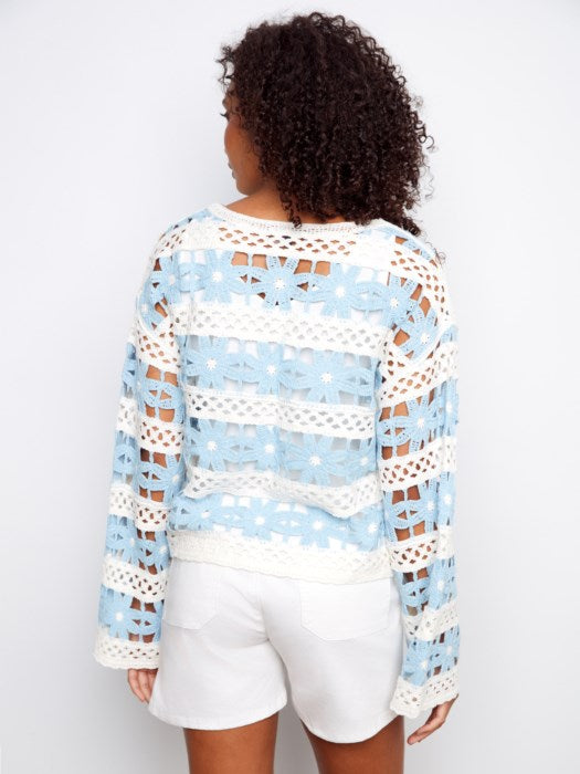 Charlie B Bluebell Floral Cotton Blend Crochet Top