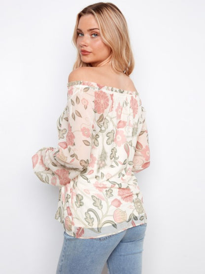 Charlie B Printed Off-Shoulder Blouse