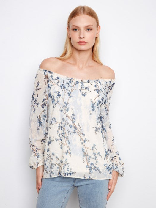 Charlie B Blossom  Printed Off-Shoulder Blouse