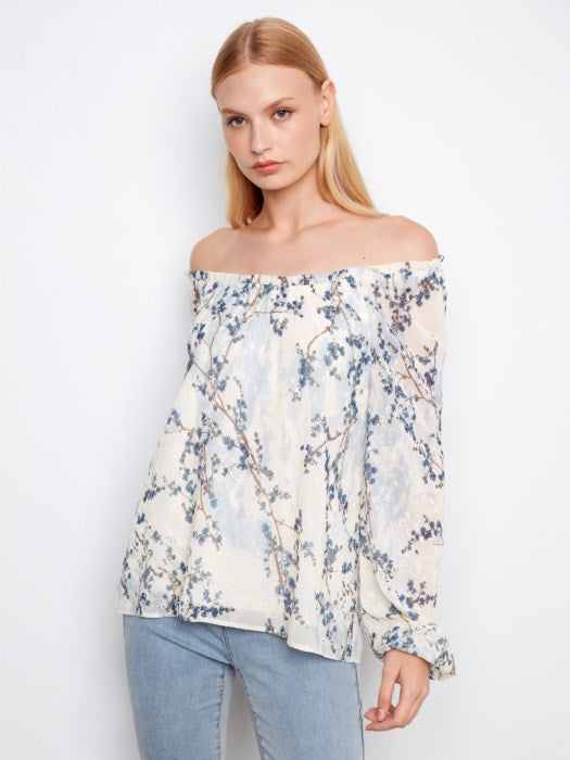 Charlie B Blossom  Printed Off-Shoulder Blouse