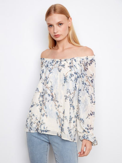 Charlie B Blossom  Printed Off-Shoulder Blouse