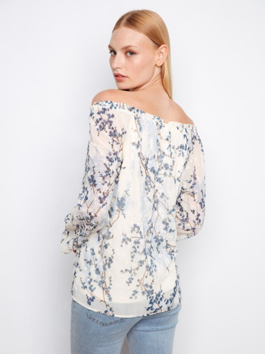 Charlie B Blossom  Printed Off-Shoulder Blouse