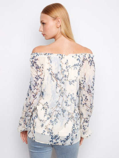 Charlie B Blossom  Printed Off-Shoulder Blouse
