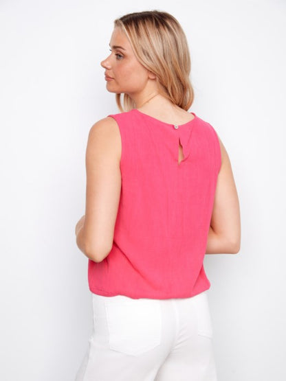 Charlie B Fuchsia Sleeveless Top With Drawcord At Hem