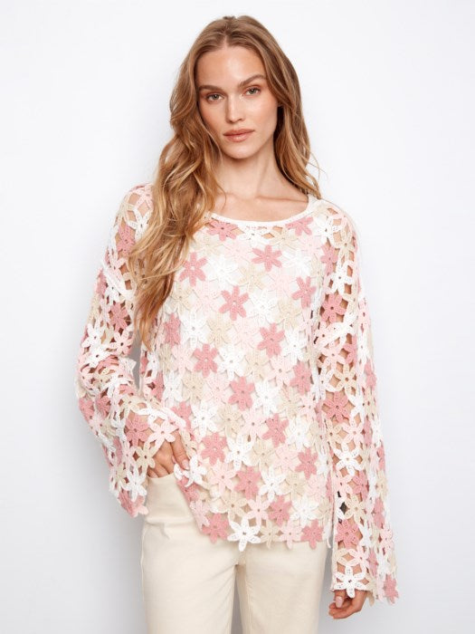 Charlie B Cotton Blend Crochet Carnation Top