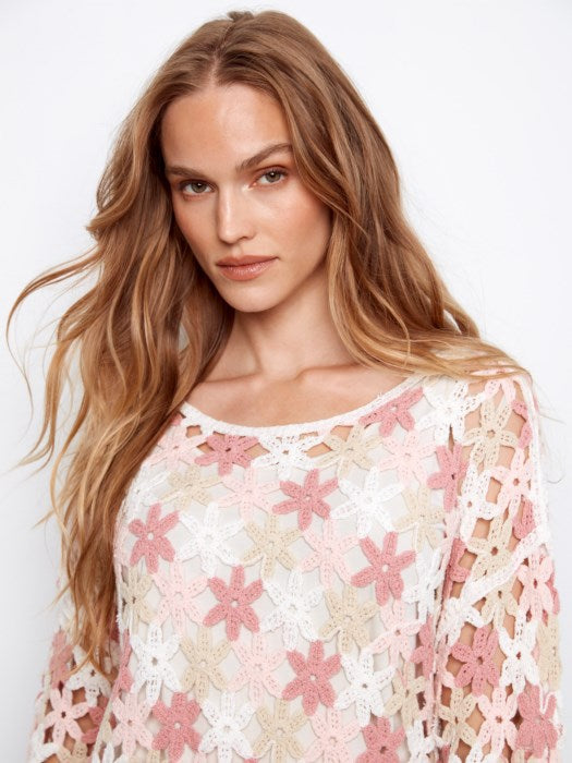 Charlie B Cotton Blend Crochet Carnation Top