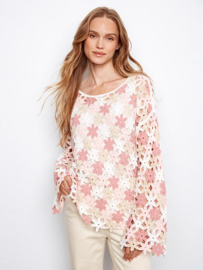 Charlie B Cotton Blend Crochet Carnation Top