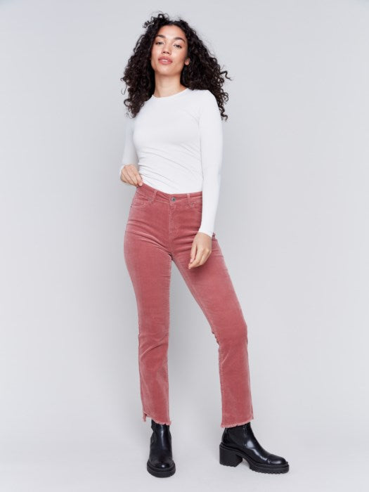 Charlie B Rose Bootcut Corduroy Pants with Asymmetrical Hem