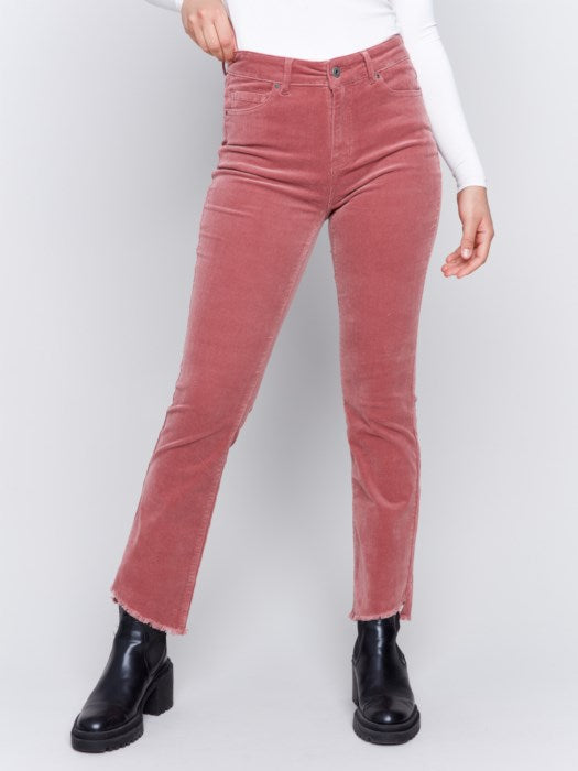 Charlie B Rose Bootcut Corduroy Pants with Asymmetrical Hem