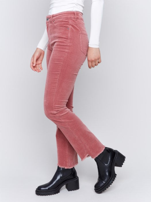 Charlie B Rose Bootcut Corduroy Pants with Asymmetrical Hem