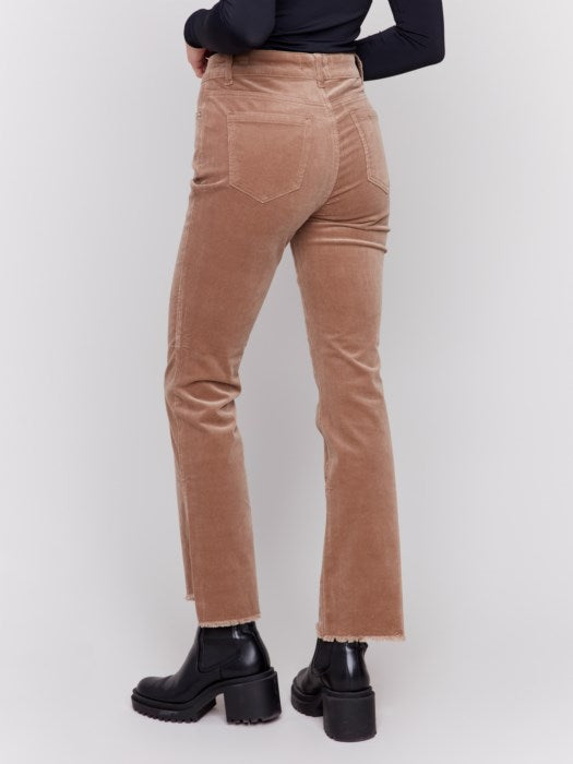 Charlie B Truffle Bootcut Corduroy Pants with Asymmetrical Hem