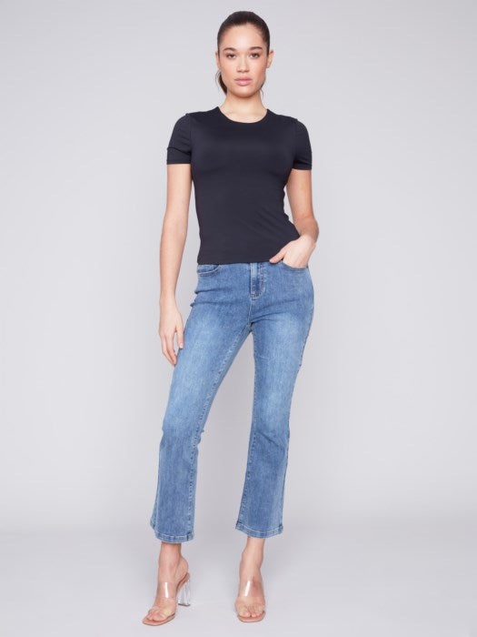 Charlie B Medium Blue Petite Bootcut Stretch Denim Pants