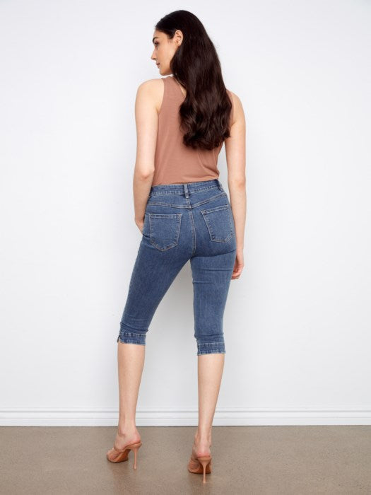 Charlie B Denim Knee High Capri Twill Pants