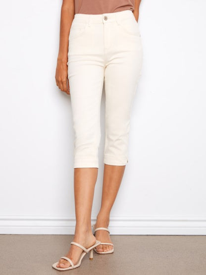 Charlie B Natural Knee High Capri Twill Pants