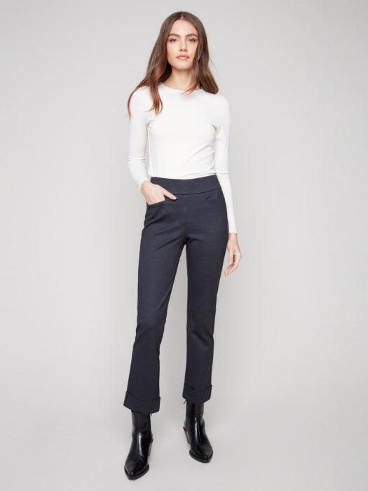 Charlie B Navy Cuffed Ponte Pants