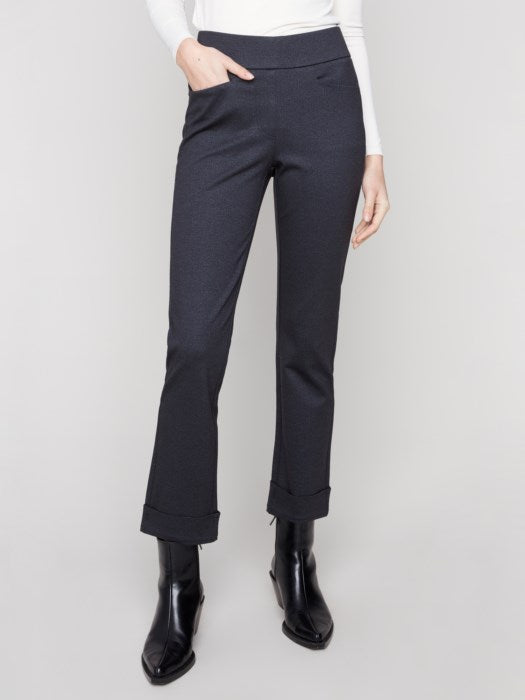 Charlie B Navy Cuffed Ponte Pants