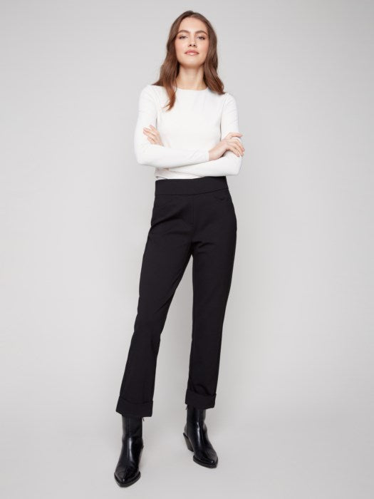 Charlie B Black Cuffed Ponte Pants