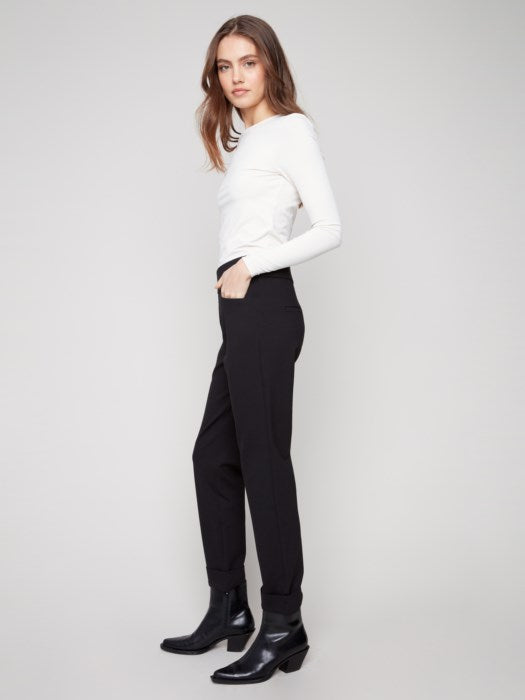 Charlie B Black Cuffed Ponte Pants