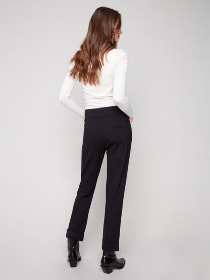 Charlie B Black Cuffed Ponte Pants