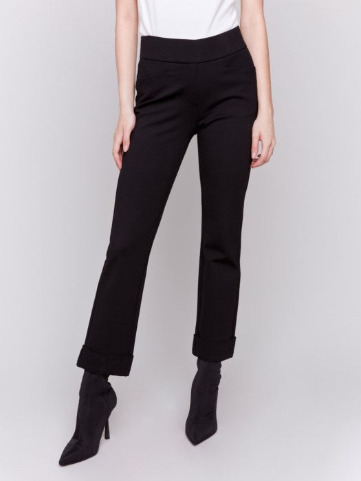 Charlie B Black Cuffed Ponte Pants