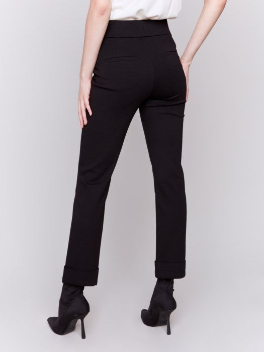 Charlie B Black Cuffed Ponte Pants