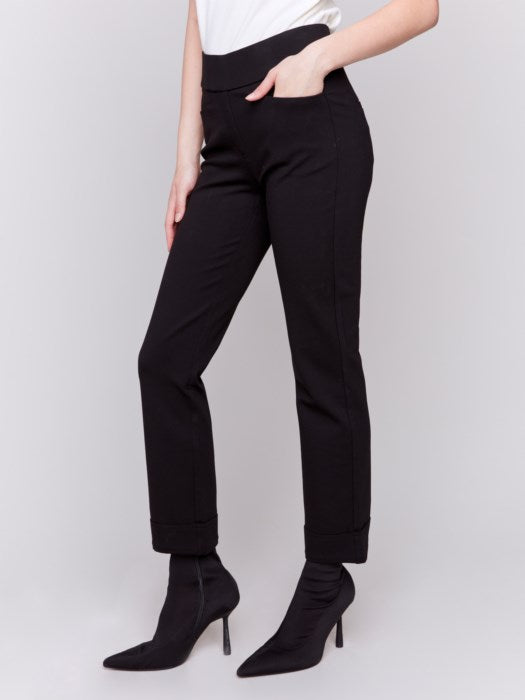 Charlie B Black Cuffed Ponte Pants