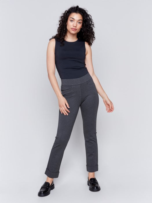 Charlie B Charcoal Cuffed Ponte Pants