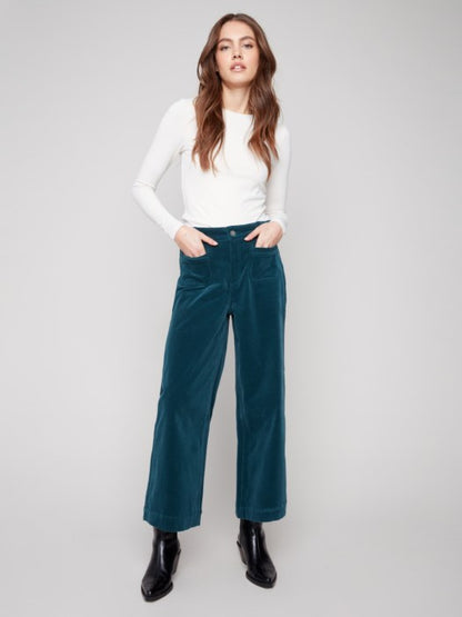 Charlie B Evergreen Patch Pocket Flare Corduroy Pants