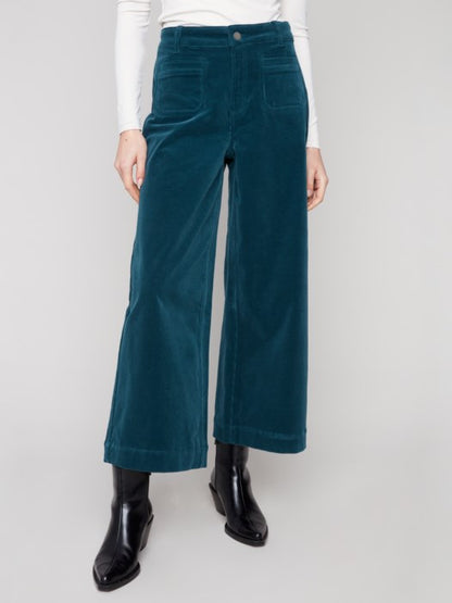 Charlie B Evergreen Patch Pocket Flare Corduroy Pants