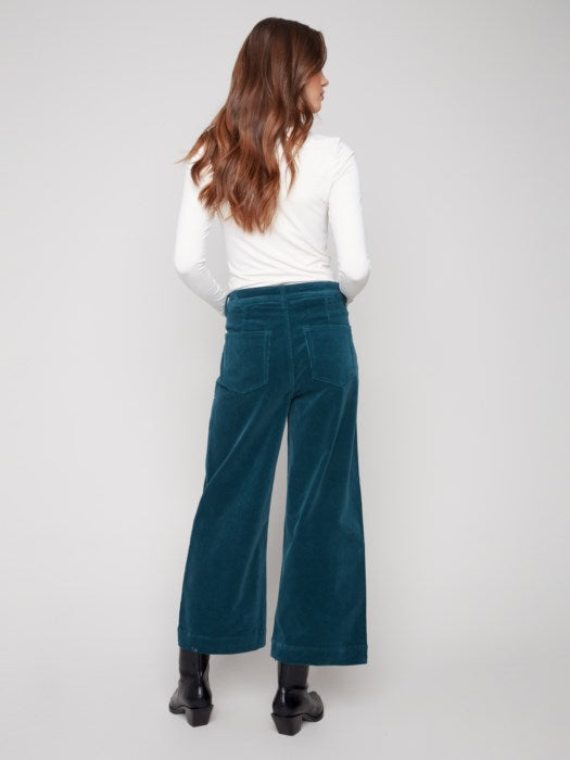 Charlie B Evergreen Patch Pocket Flare Corduroy Pants