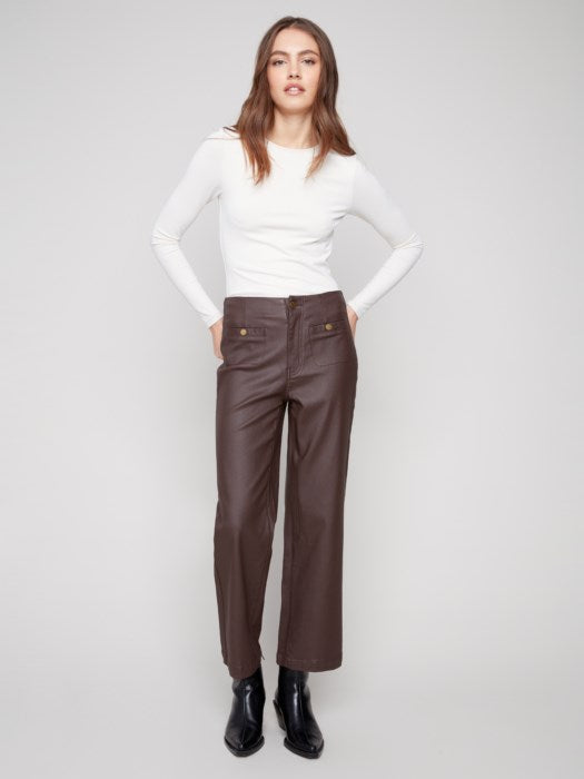 Charlie B Mocha Wax Flared Pants