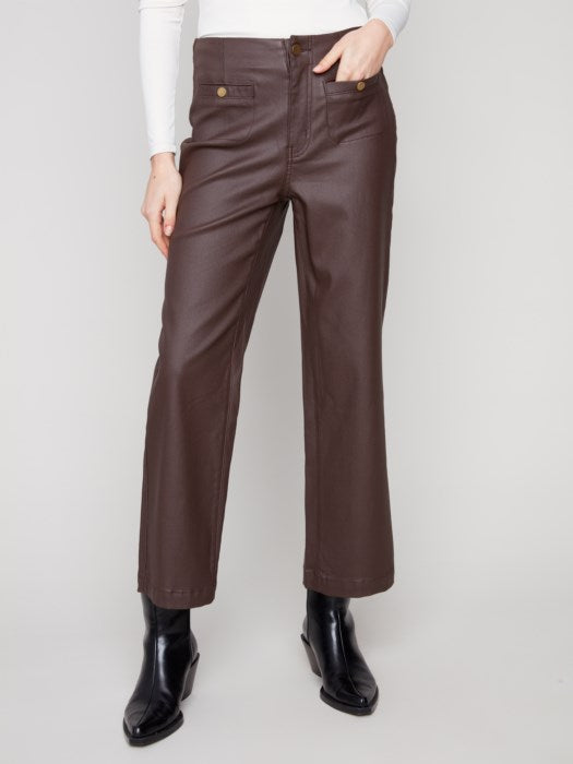 Charlie B Mocha Wax Flared Pants